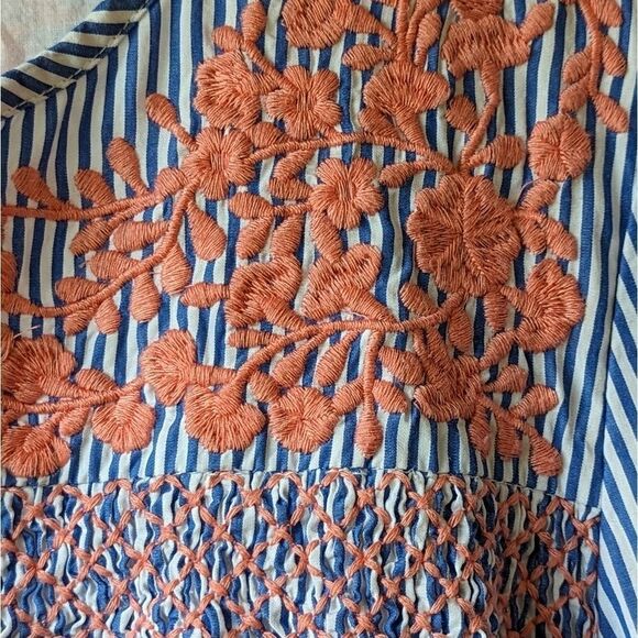 J. Crew Oversized Cotton Long Sleeve Leda‎ Embroidered Stripe Popover Dress S - Picture 12 of 12